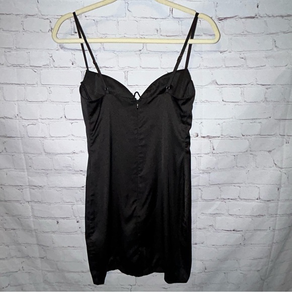Oh Polly Black Satin Underwire Cutout Dress Size 4 - Picture 6 of 10